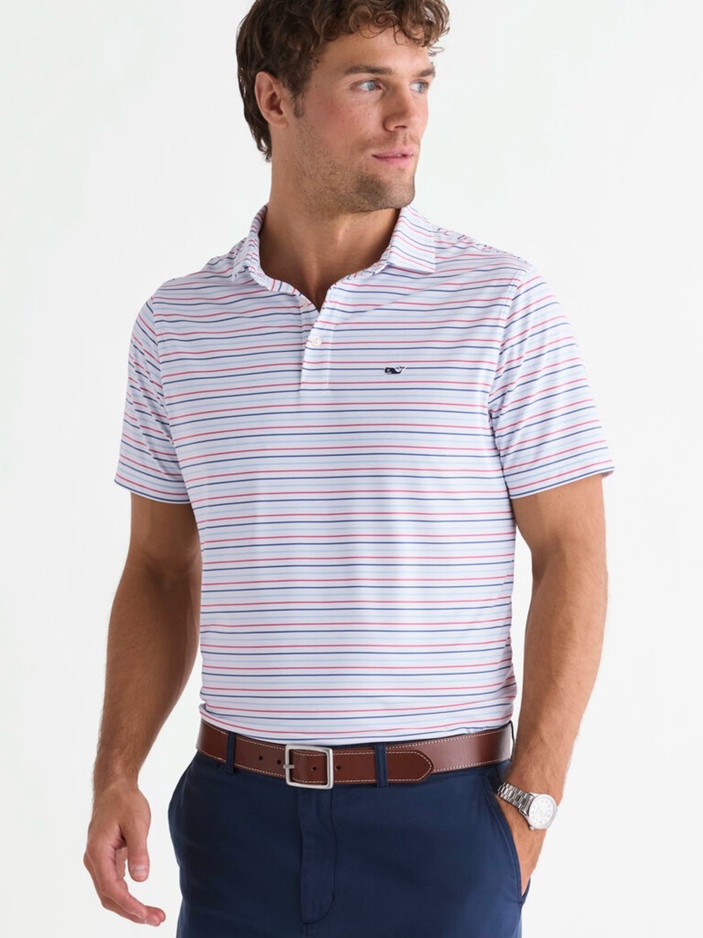 Vineyard Vines Sankaty Bradley Stripe Performance Polo Men’s Small Preppy Golf